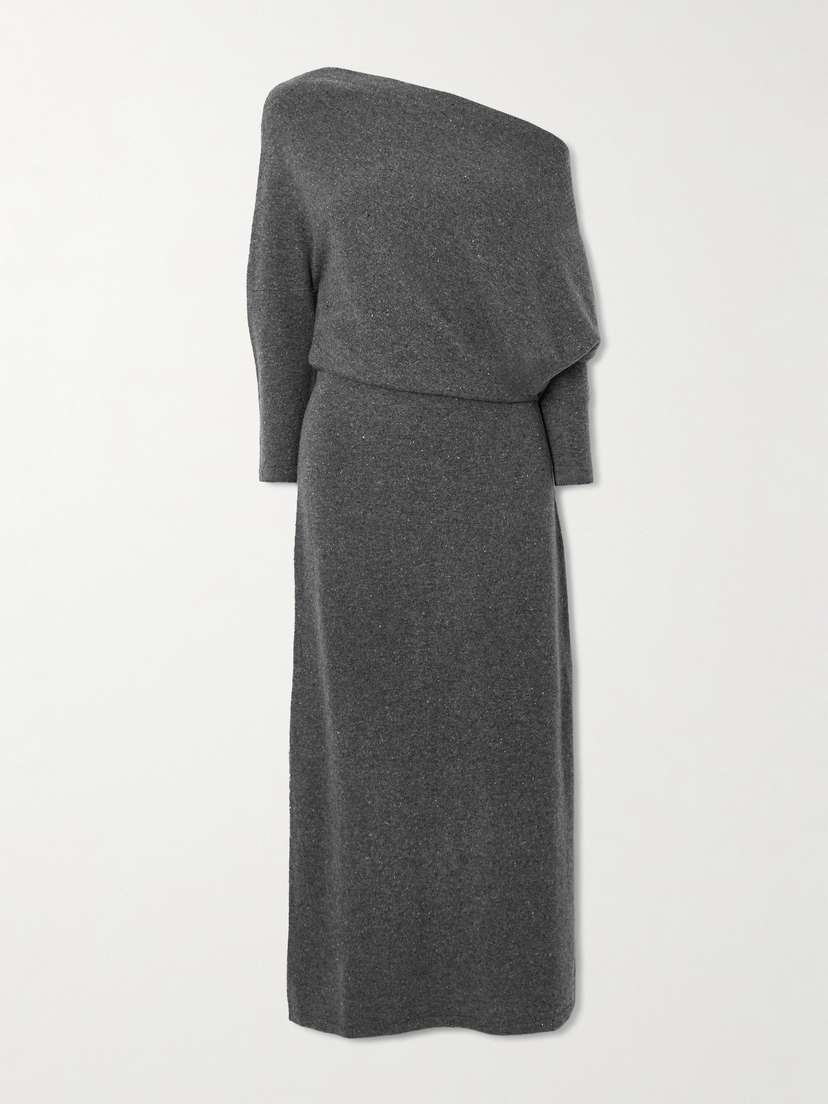 Altuzarra Kasos Off-the-shoulder Draped Brushed-cashmere Midi Dress