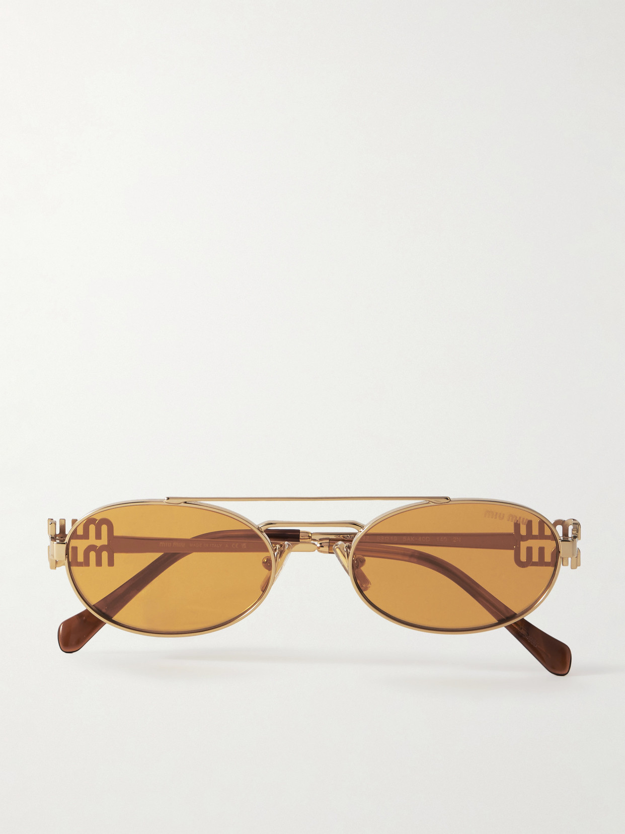 Miu Miu Oval-frame Gold-tone Sunglasses