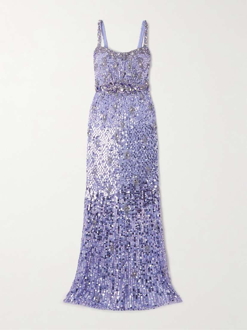 Jenny Packham Zodiac Crystal And Sequin-embellished Tulle Gown