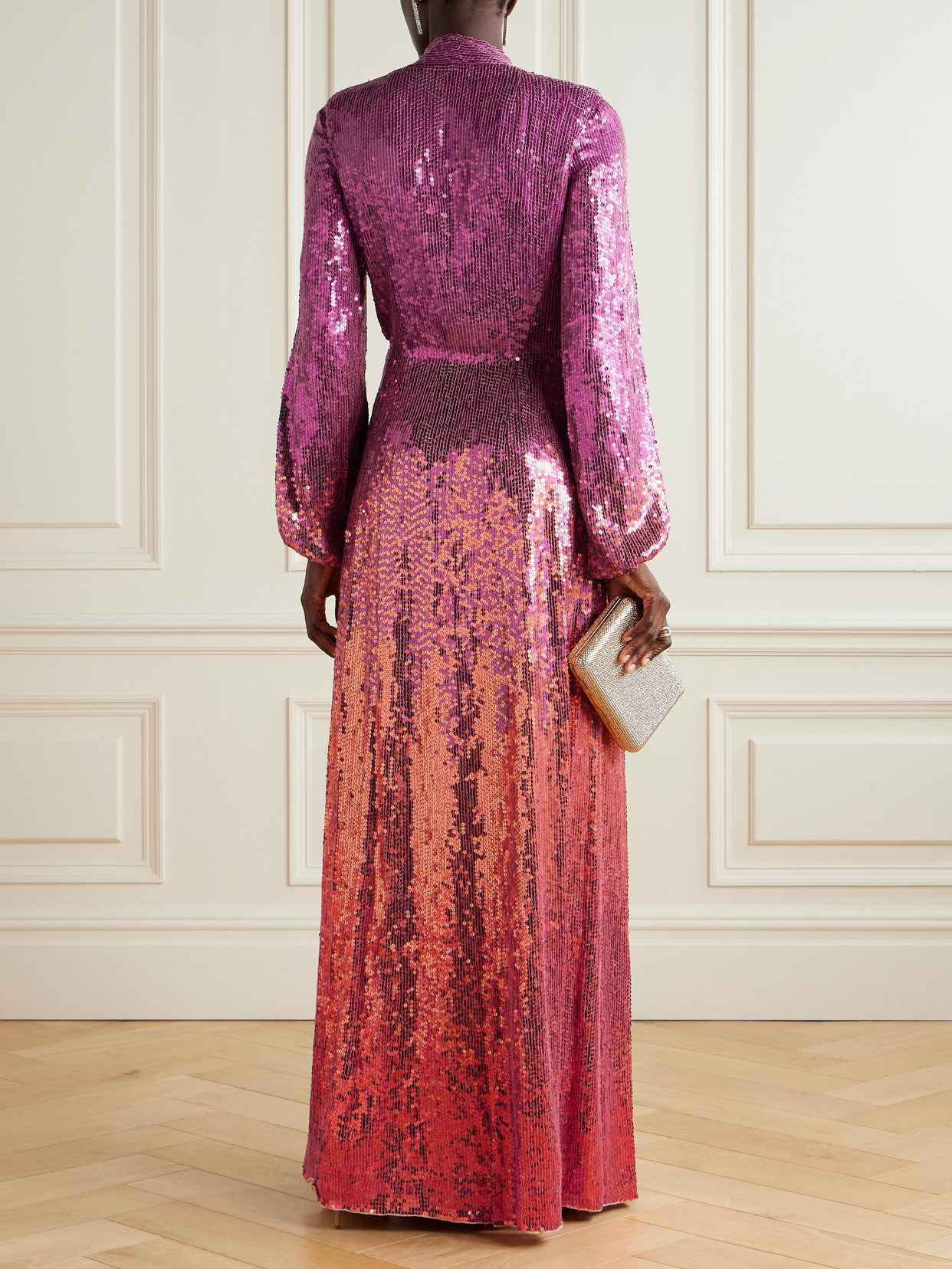 Jenny Packham Sequined Jersey Wrap Gown