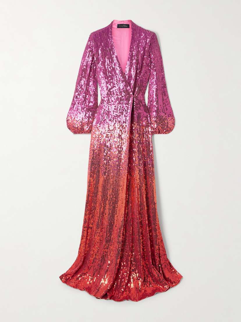 Jenny Packham Sequined Jersey Wrap Gown