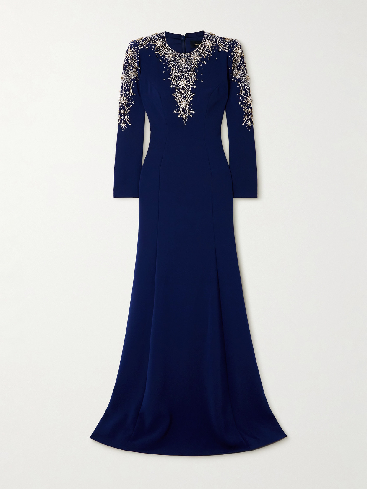Jenny Packham - Crystal-embellished Crepe Gown - Navy