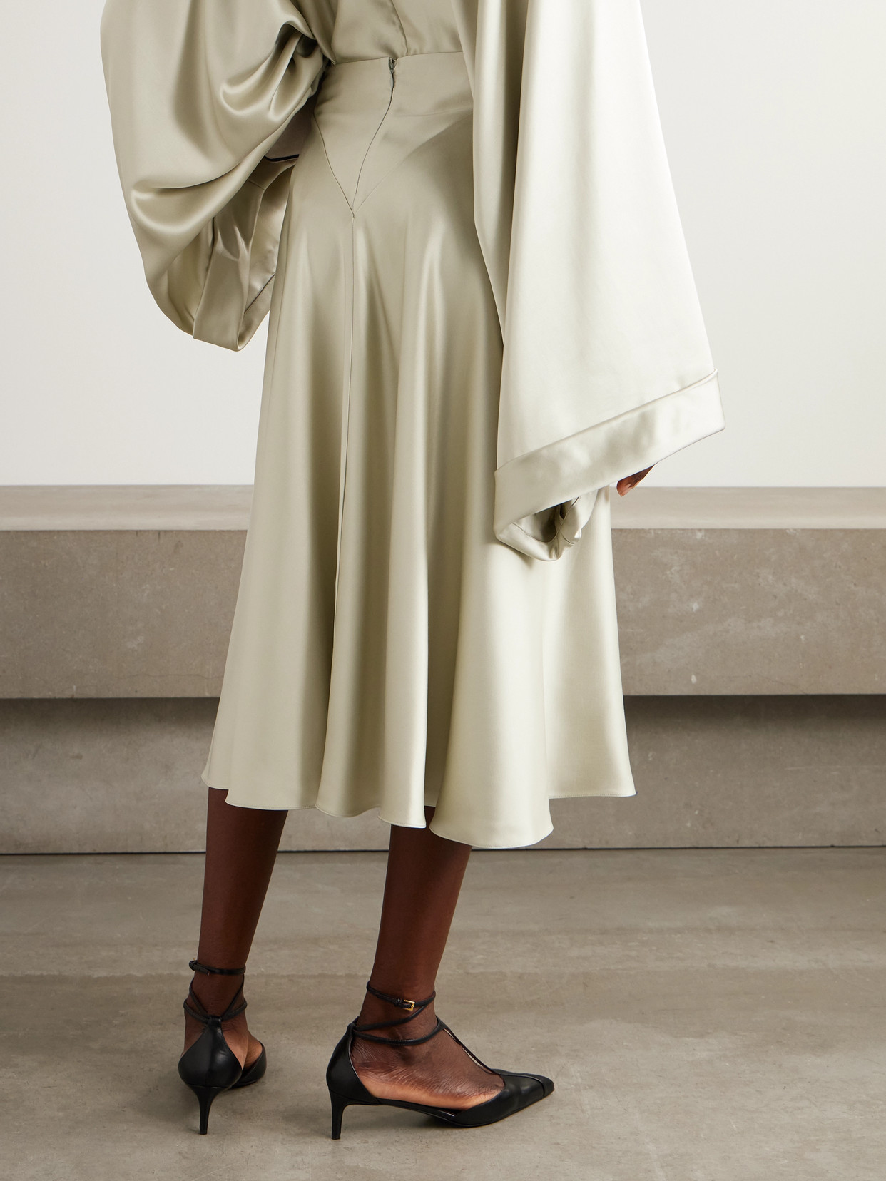 Altuzarra Ames Pleated Satin Maxi Skirt In Gray