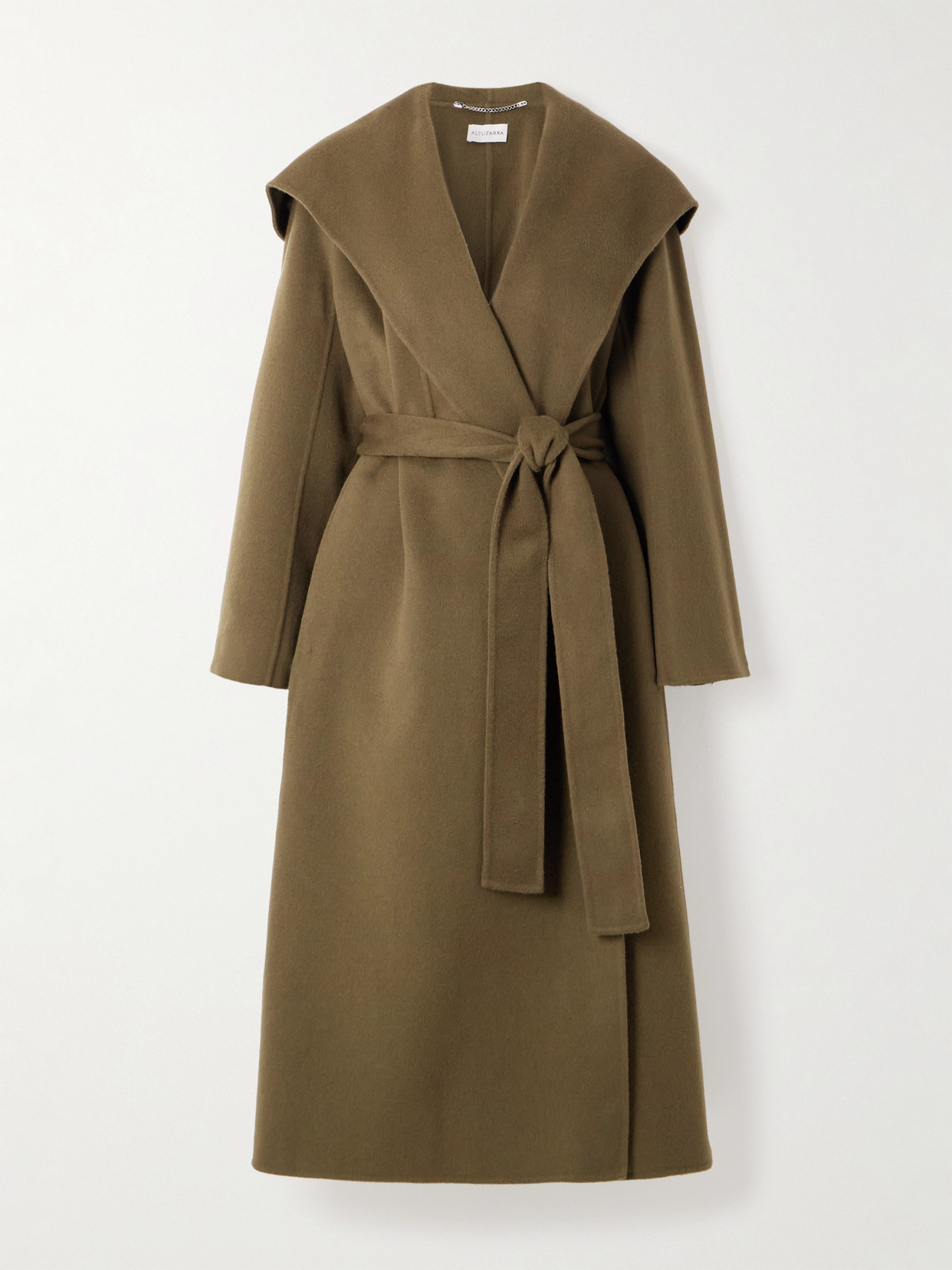 Altuzarra Cole Hooded Belted Wool-blend Felt Coat In Brown