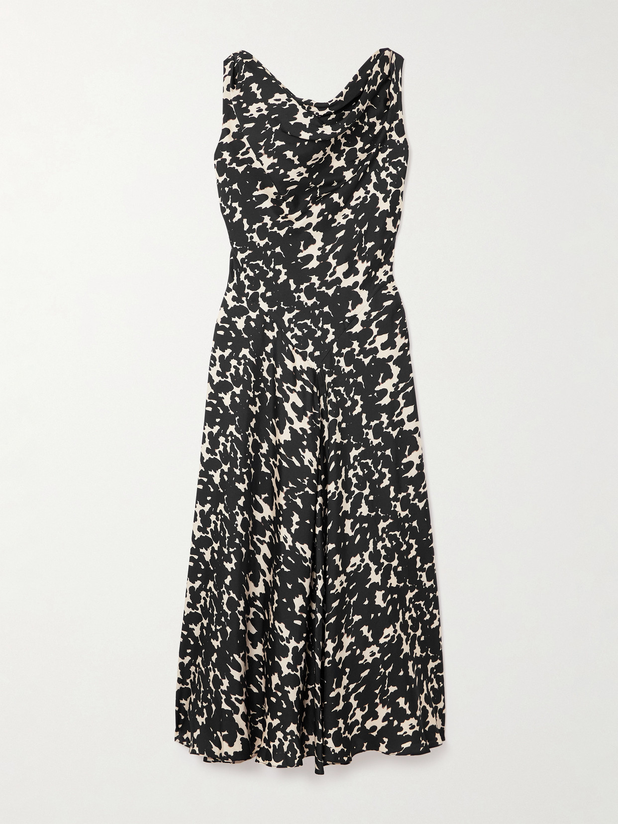 Altuzarra Drina Draped Printed Silk-twill Midi Dress In Black