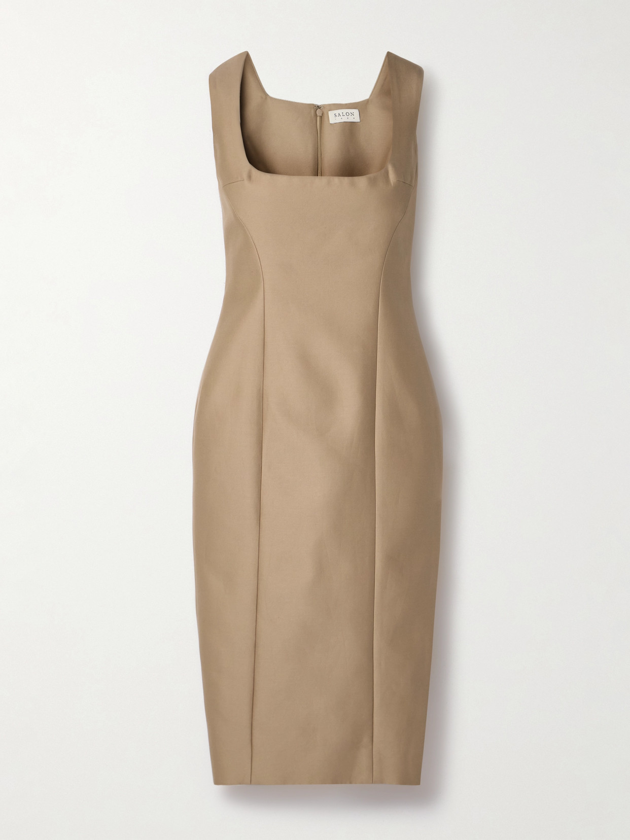 Salon 1884 Balestra Cotton And Silk-blend Midi Dress In Neutrals