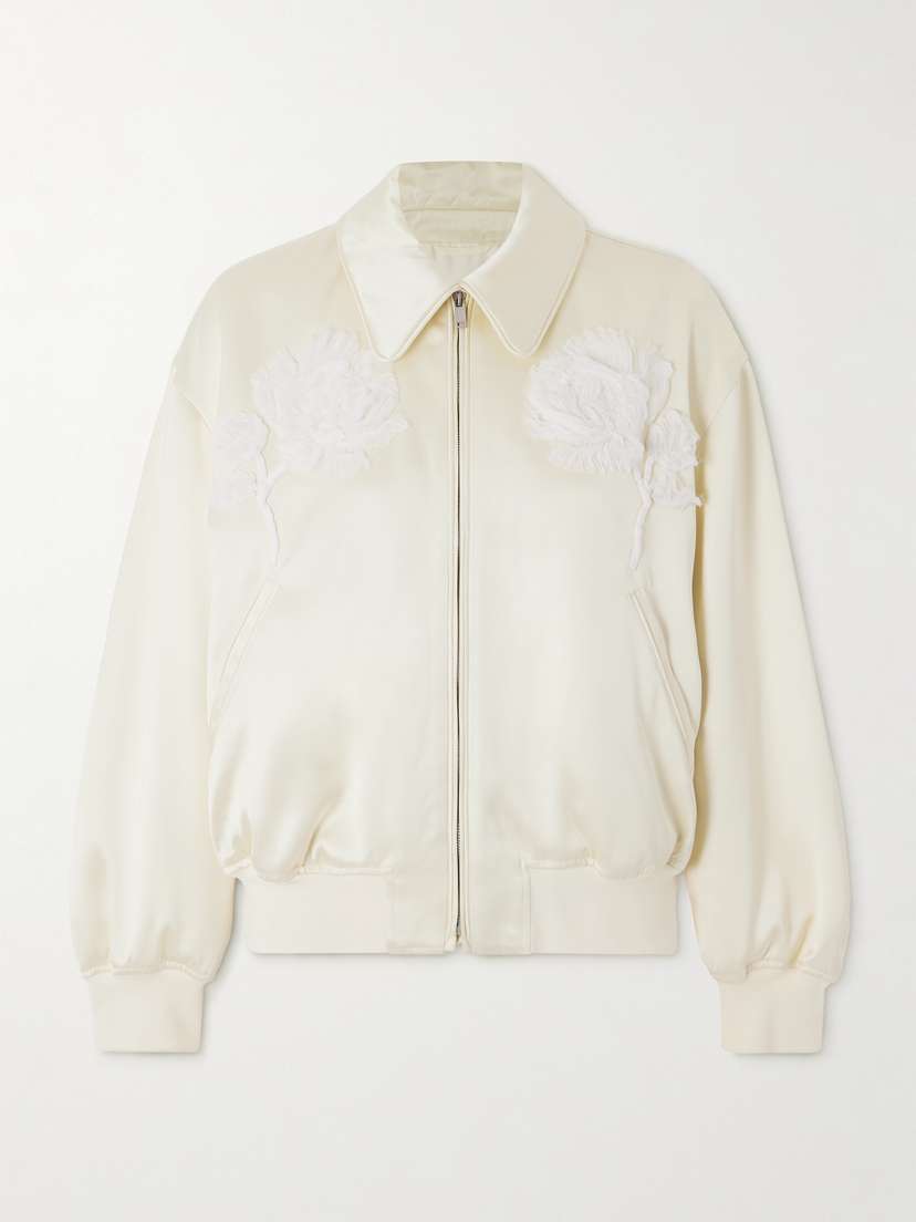 Jil Sander Embroidered Satin-twill Bomber Jacket