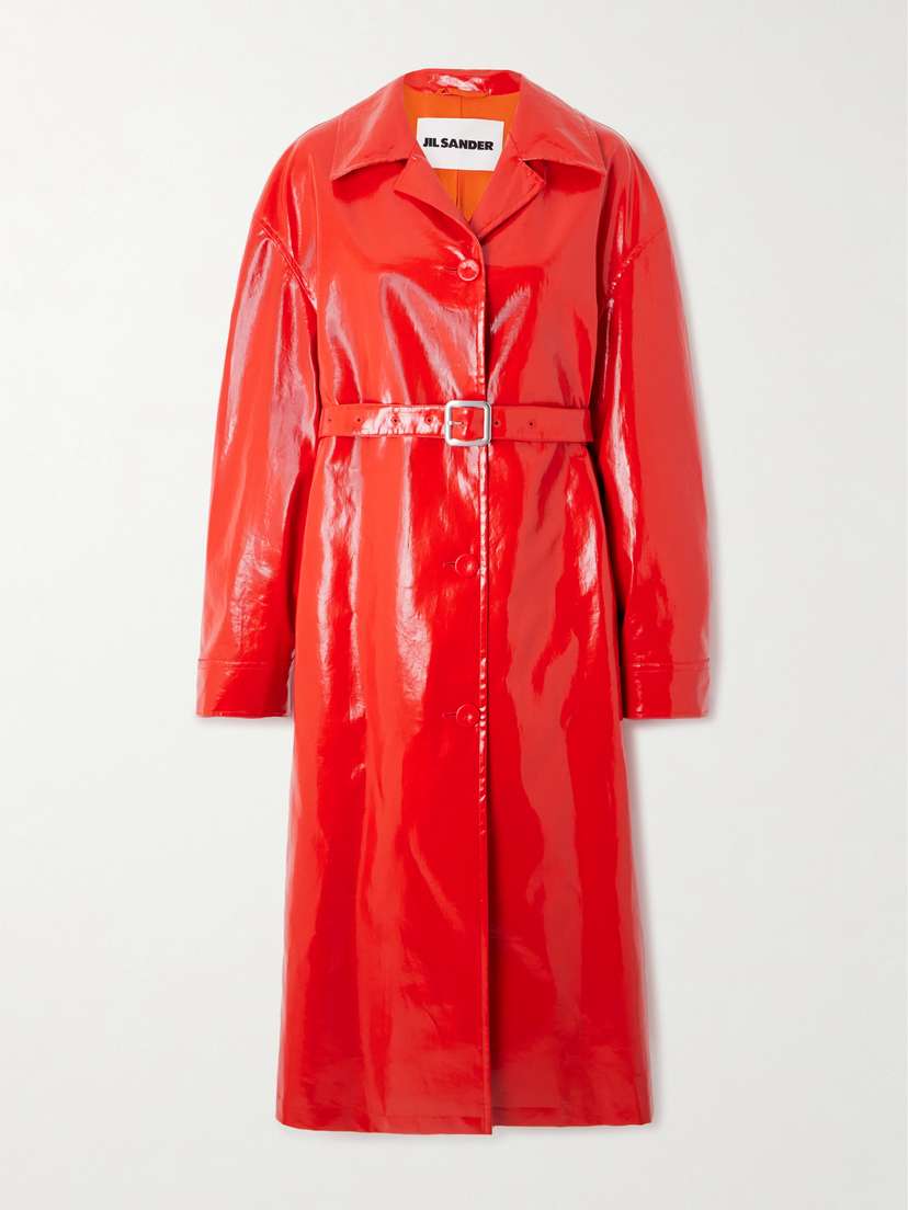 Jil Sander Belted Coated-linen Trench Coat