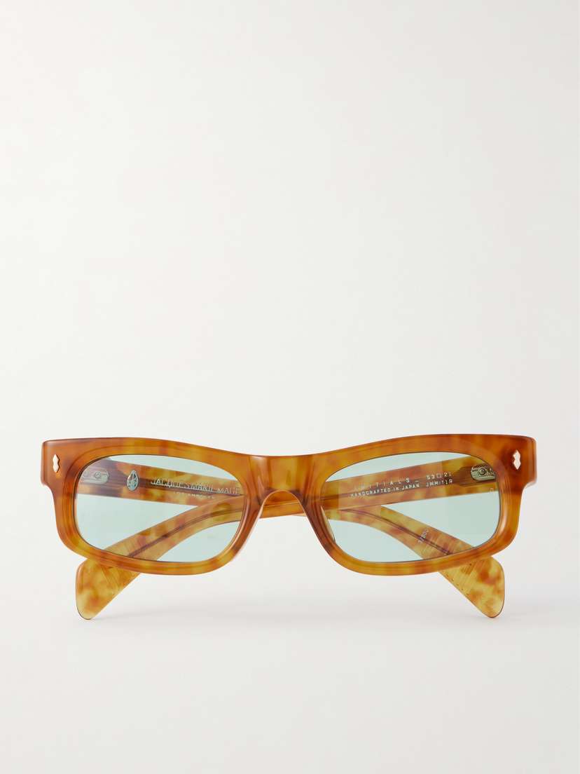 Jacques Marie Mage Initials Rectangle-frame Tortoiseshell Acetate Sunglasses