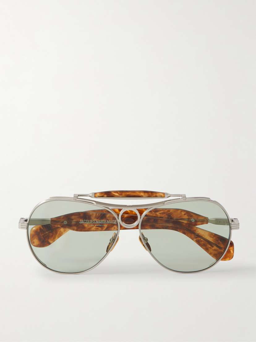 Jacques Marie Mage Aspen Aviator-style Silver-tone And Acetate Sunglasses