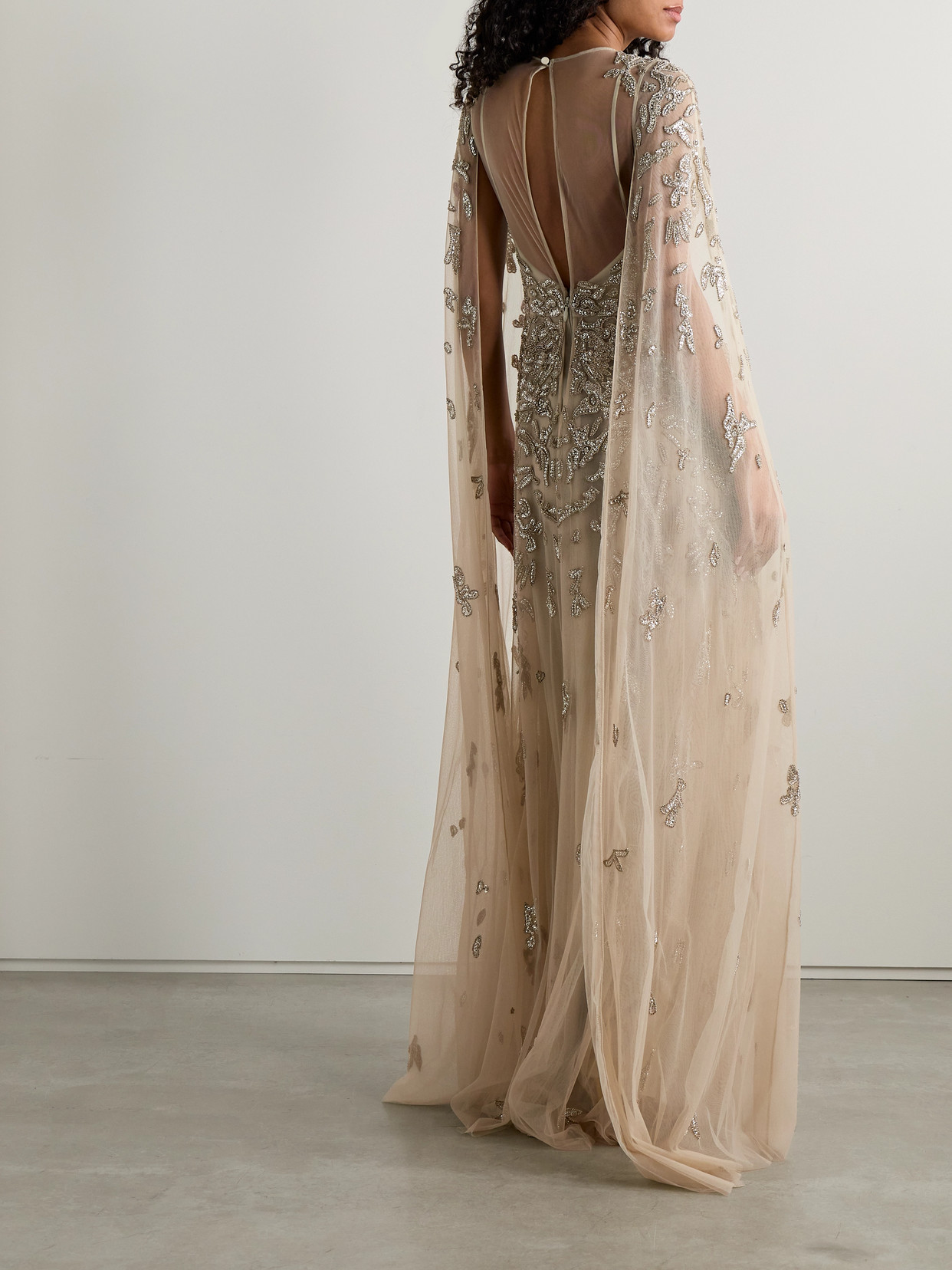 Zuhair Murad Freya Draped Embellished Tulle Gown In Neutral