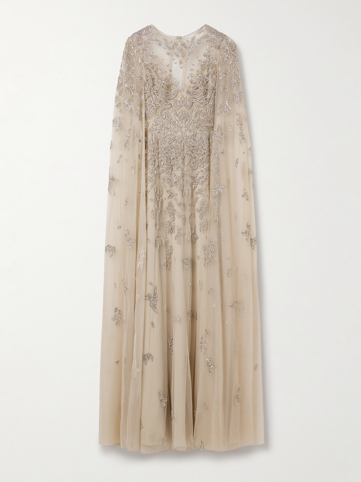 Zuhair Murad Freya Draped Embellished Tulle Gown In Neutral