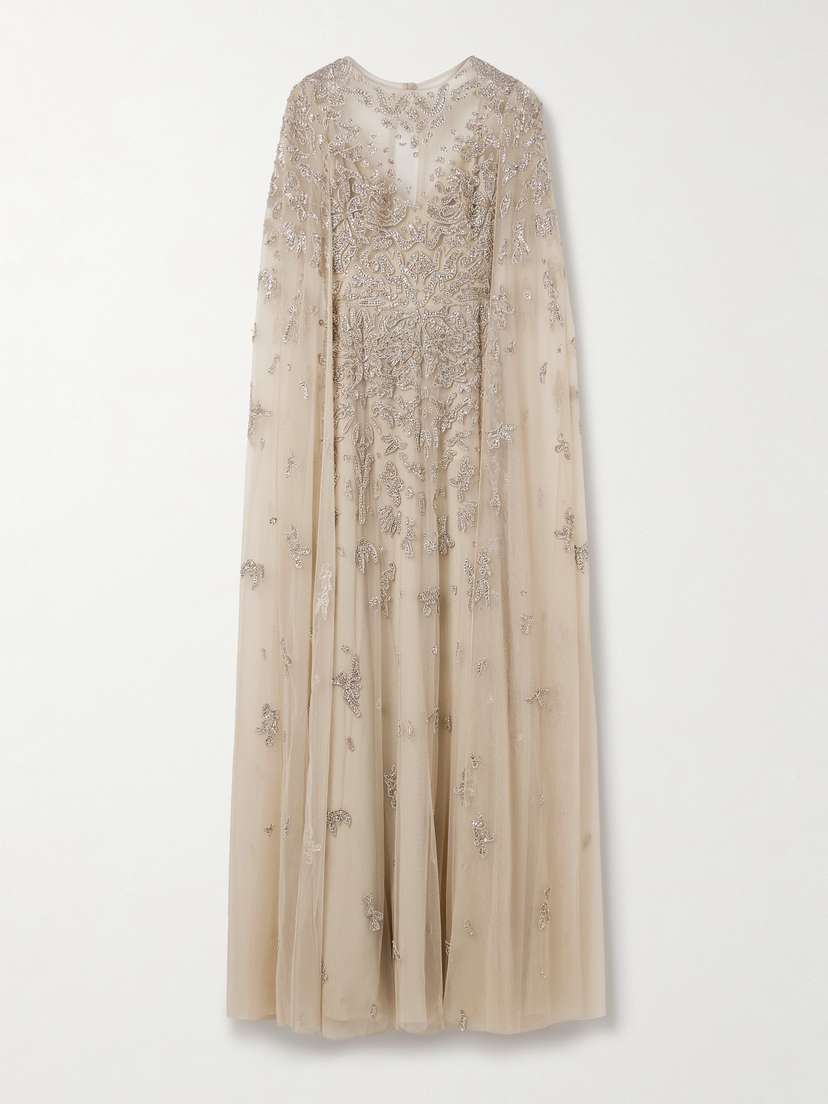 Zuhair Murad Freya Draped Embellished Tulle Gown