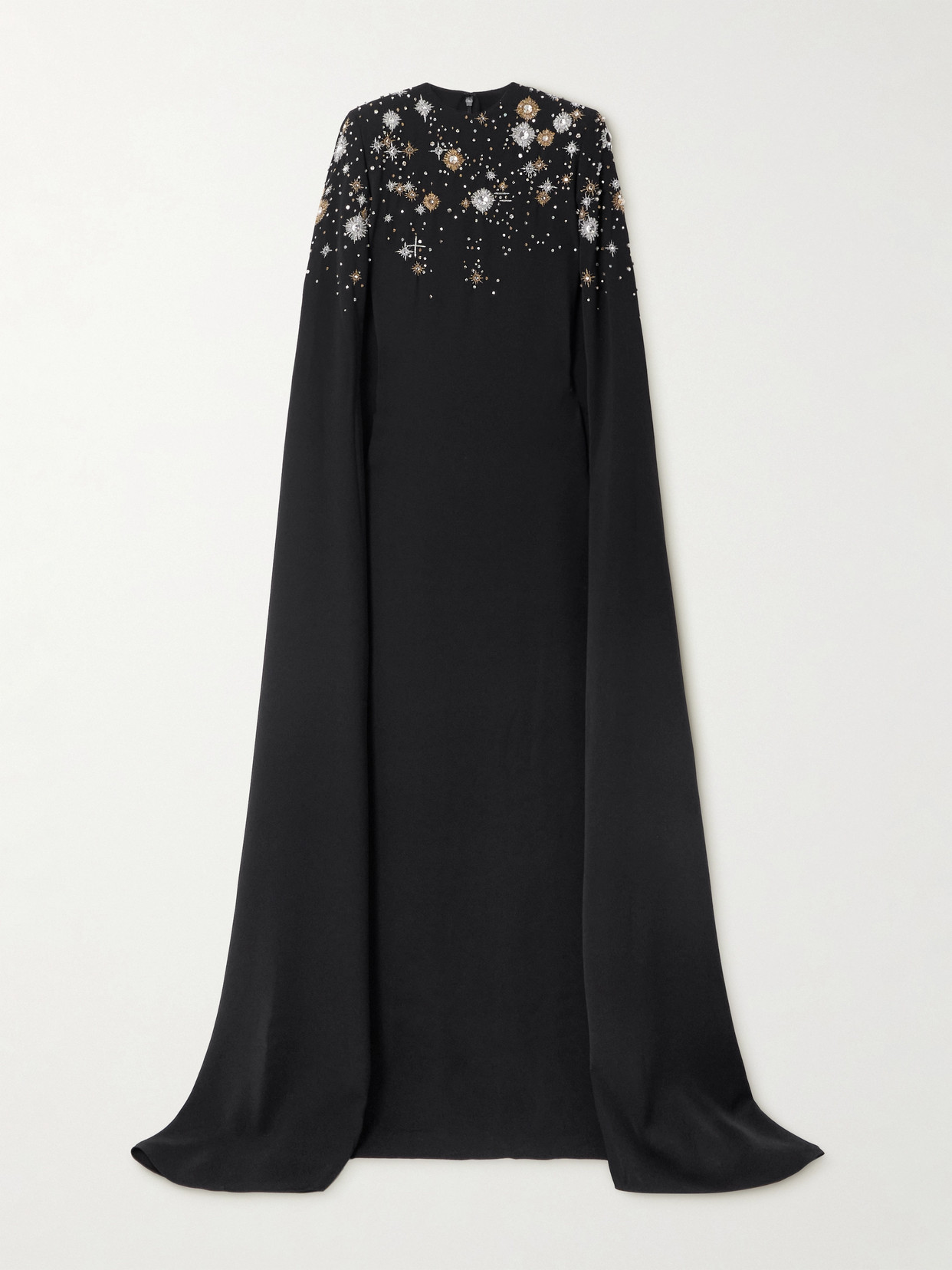 Zuhair Murad Cape-effect Embellished Cady Gown In Black