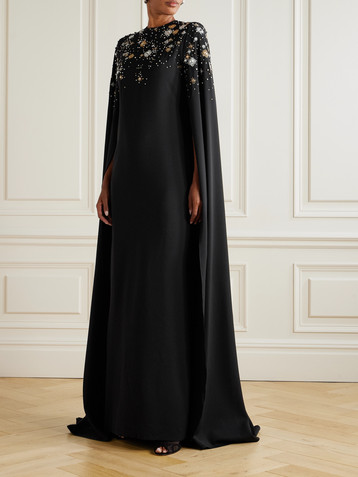 Zuhair Murad Cape-effect embellished cady gown