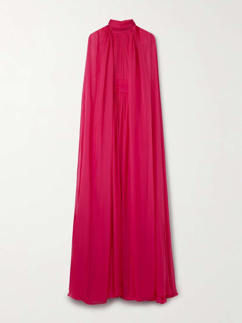 Zuhair Murad Cape-effect Gathered Silk-chiffon Gown