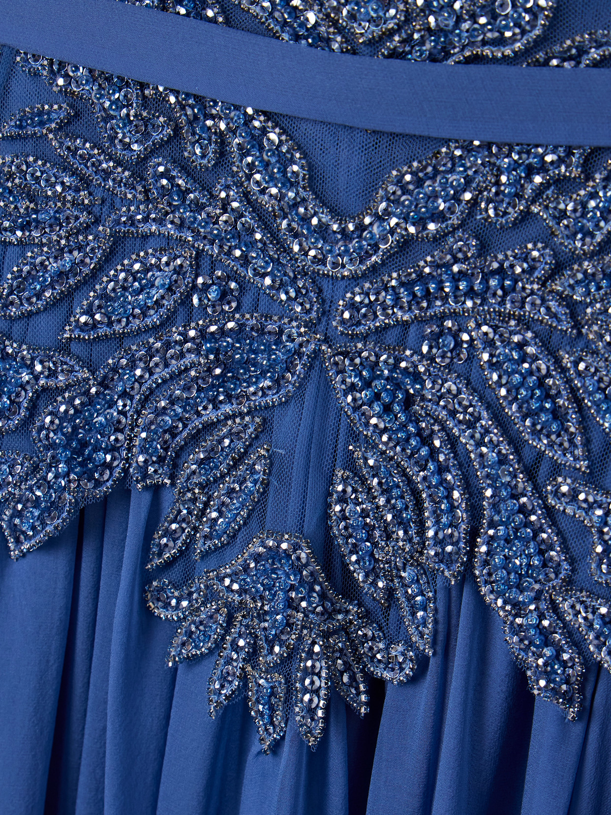 Zuhair Murad Silk Crepe De Chine And Embellished Tulle Halterneck Gown In Blue