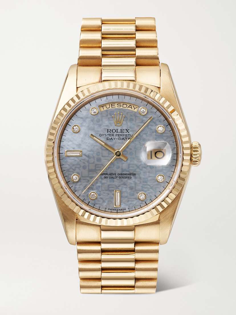 Stephanie Windsor + Rolex Vintage 1989 Oyster Perpetual Day-date President Automatic 36mm 18-karat Gold, Abalone And Diamond Watch, Ref. No., 18238