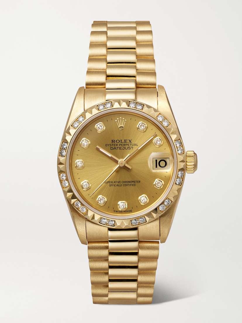 Stephanie Windsor + Rolex Vintage 1995 Oyster Perpetual Datejust Automatic 31mm 18-karat Gold Diamond Watch, Ref. No. 78258
