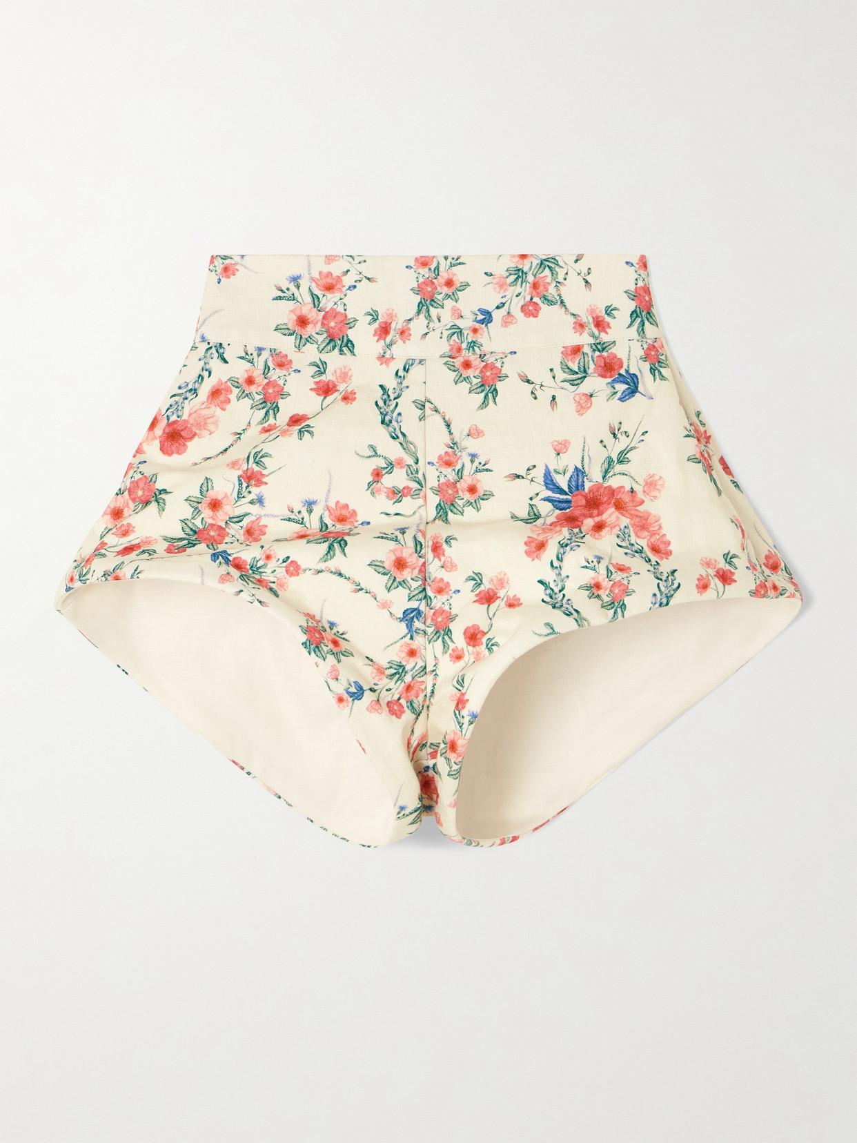 Agua By Agua Bendita Gatti Mosqueta Floral-print Linen Shorts In White