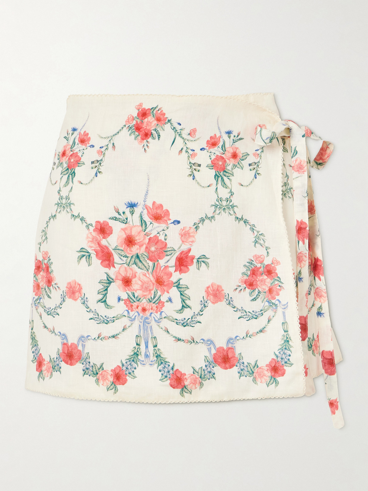 Agua By Agua Bendita Luna Mosqueta Floral Linen Beach Cover-up In White