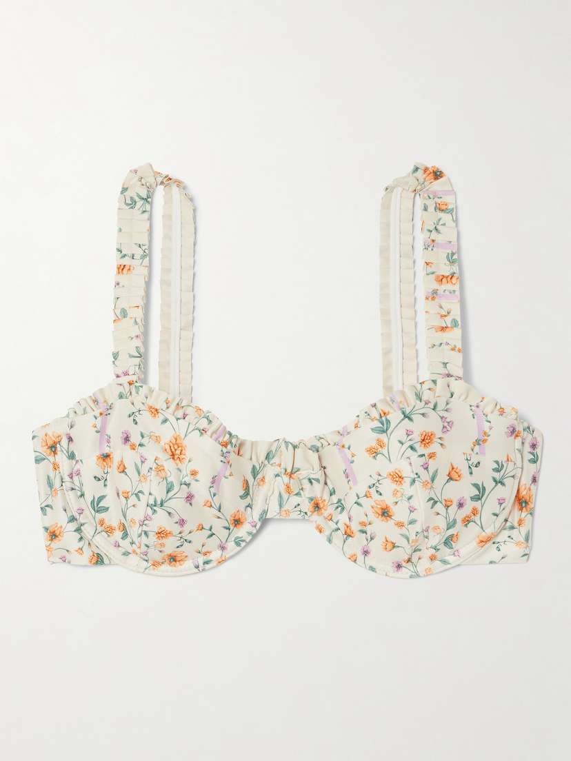 Agua by Agua Bendita Argaz Chinesis Ruffled Floral-print Recycled Bikini Top