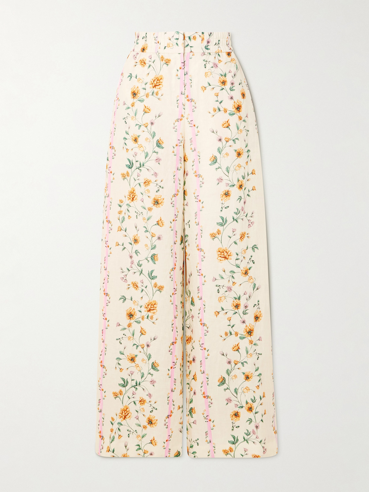 AGUA BY AGUA BENDITA TOTOA CHINESIS FLORAL-PRINT LINEN WIDE-LEG PANTS