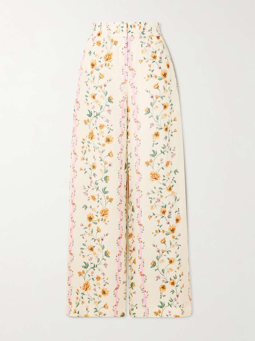 Agua by Agua Bendita Totoa Chinesis Floral-print Linen Wide-leg Pants