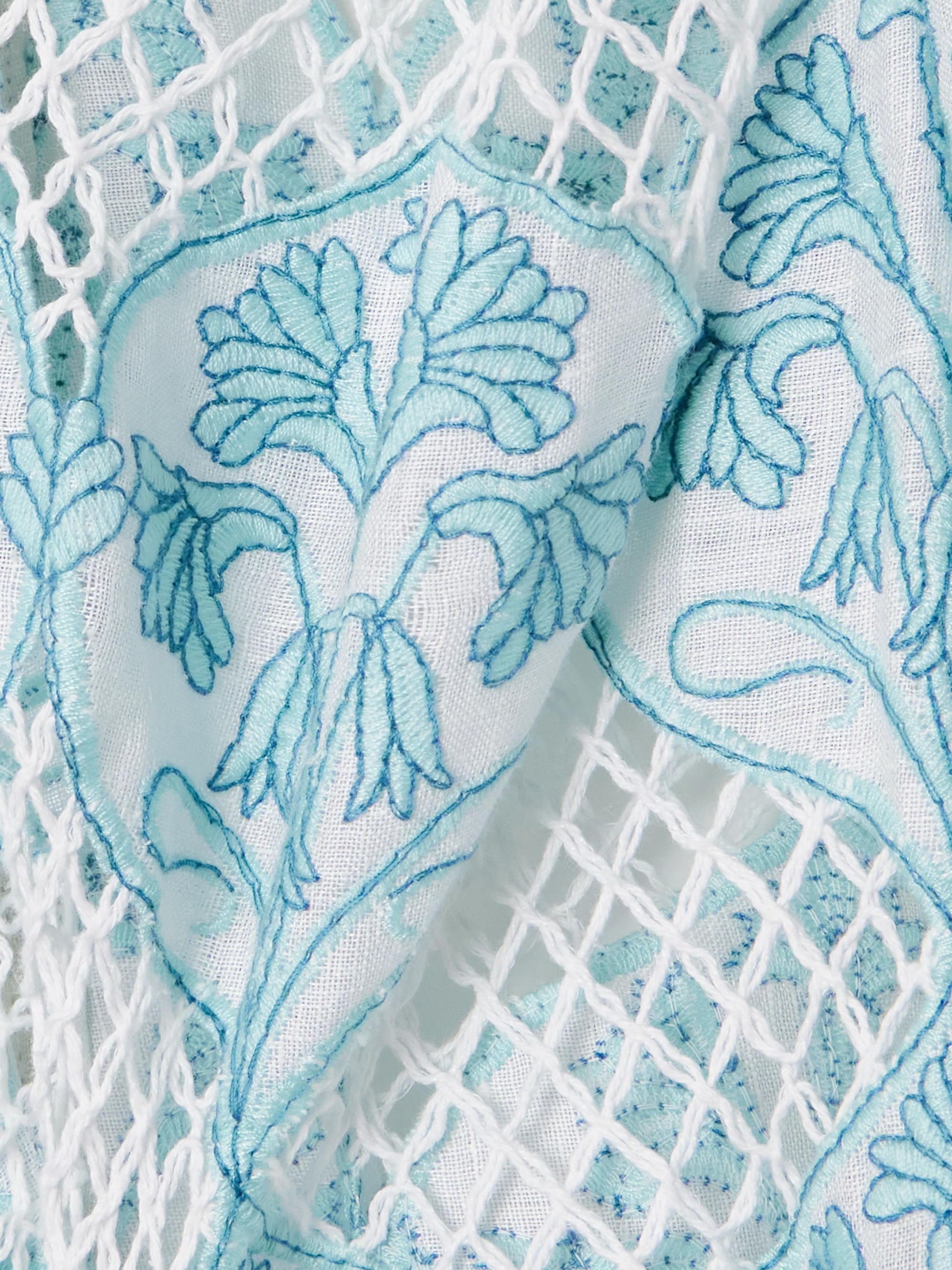 Agua by Agua Bendita Suspiro embroidered open-knit midi dress