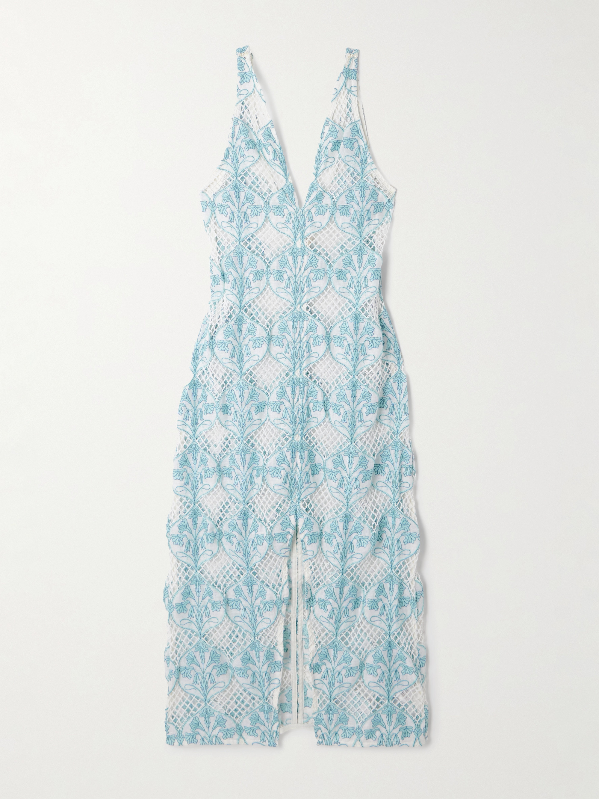 Agua by Agua Bendita Suspiro embroidered open-knit midi dress