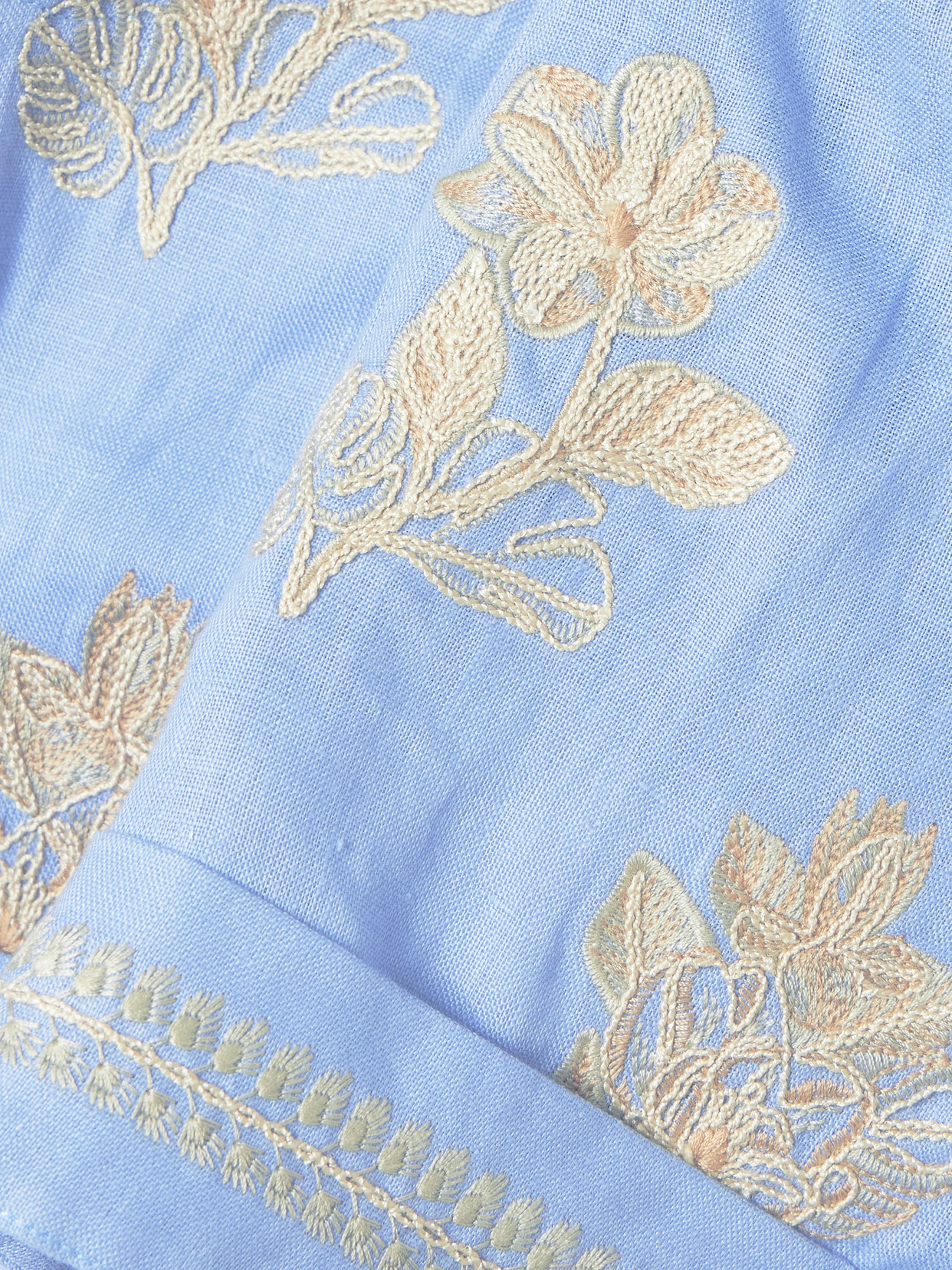 Agua By Agua Bendita Romy Madera Embroidered Linen Shorts In Blue