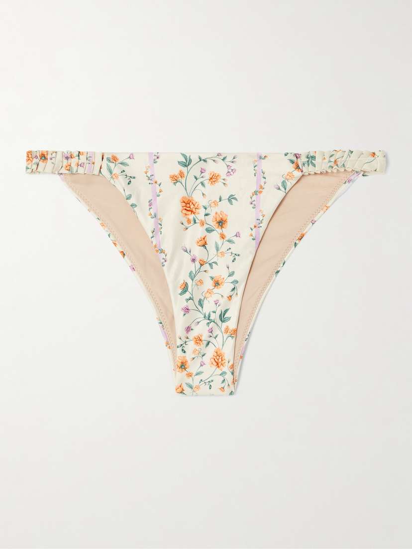 Agua by Agua Bendita Vera Chinesis Ruffled Floral-print Recycled Bikini Briefs