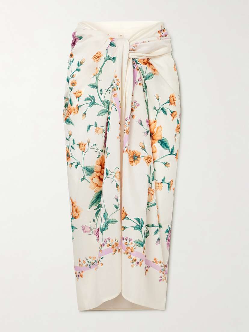 Agua by Agua Bendita Lavanda Chinesis Floral-print Cotton And Silk-blend Voile Pareo