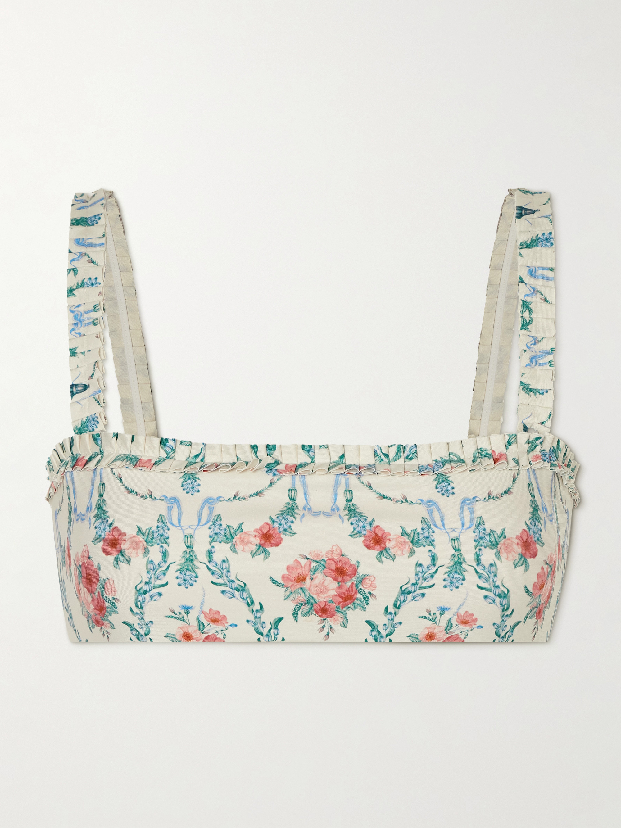 Agua by Agua Bendita Olmo Mosqueta printed ruffled recycled bandeau bikini top