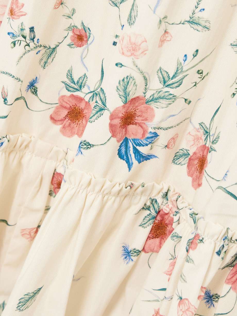 consuelo mosqueta embroidered tiered floral-print cotton-poplin midi dress