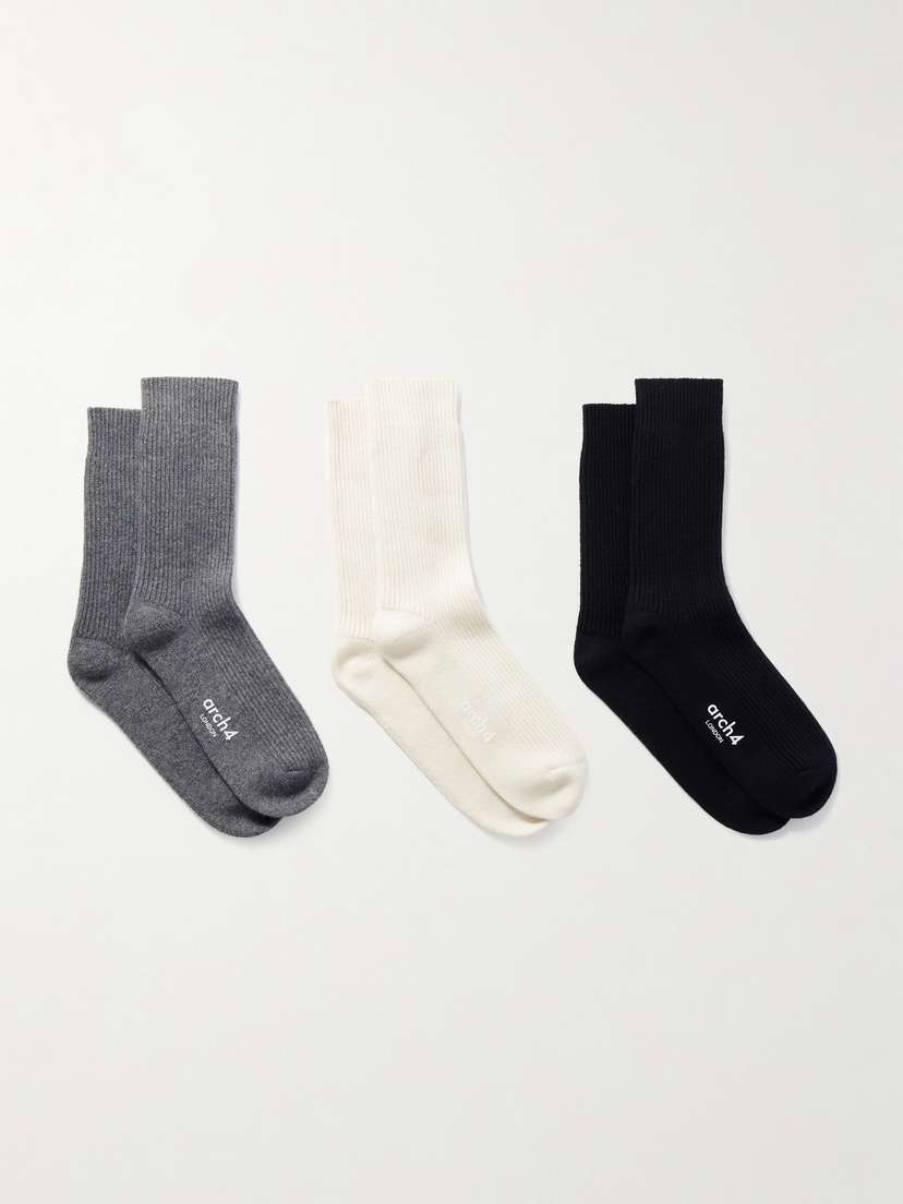 Arch4 Lucia Set Of Three Ribbed Cashmere Socks