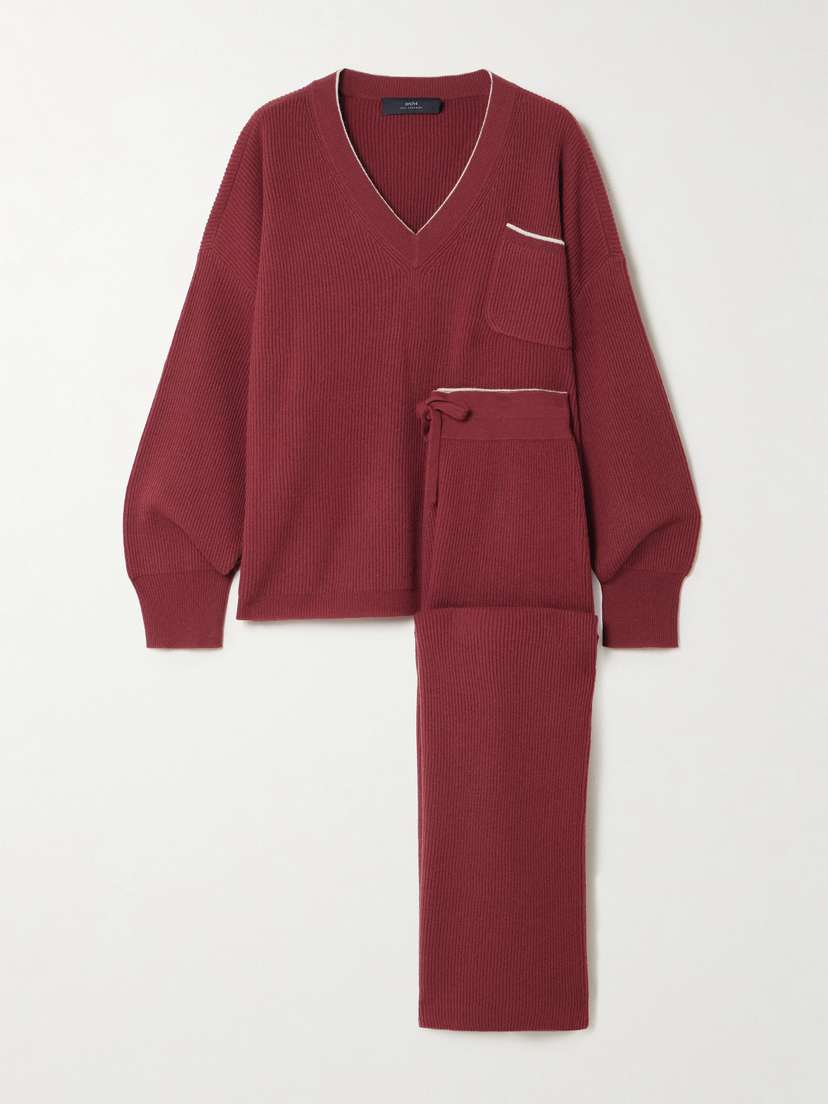 Arch4 Partridges Ribbed Cashmere Sweater And Track Pants Set