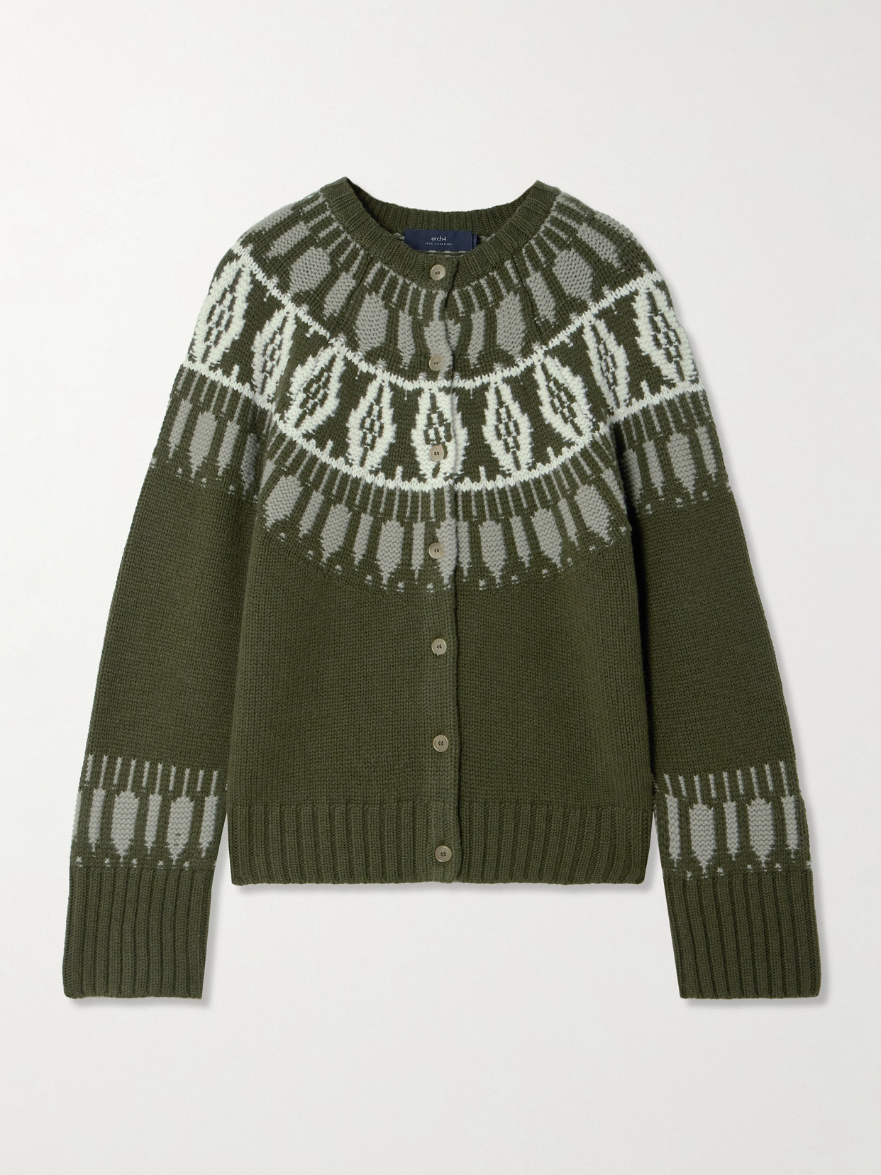 Arch4 Aspen Fair Isle Cashmere Cardigan In Green