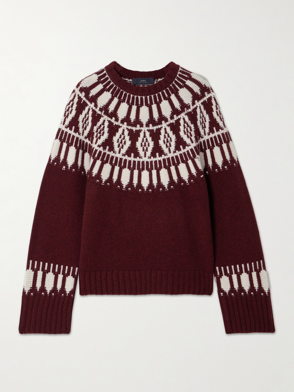 Arch4 Jackson Fair Isle Cashmere Sweater In Burgundy