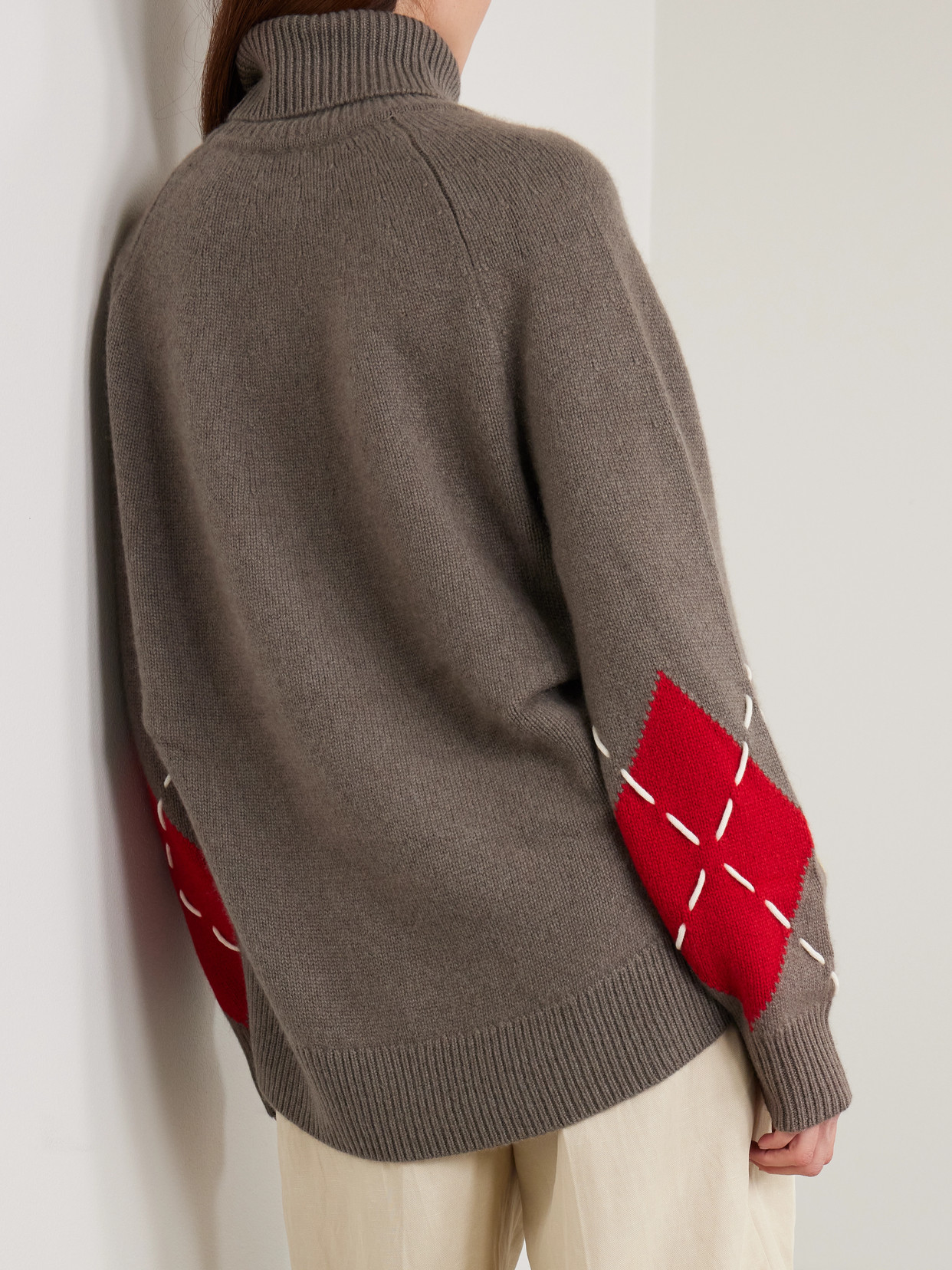 Courchevel Embroidered Argyle Cashmere Sweater