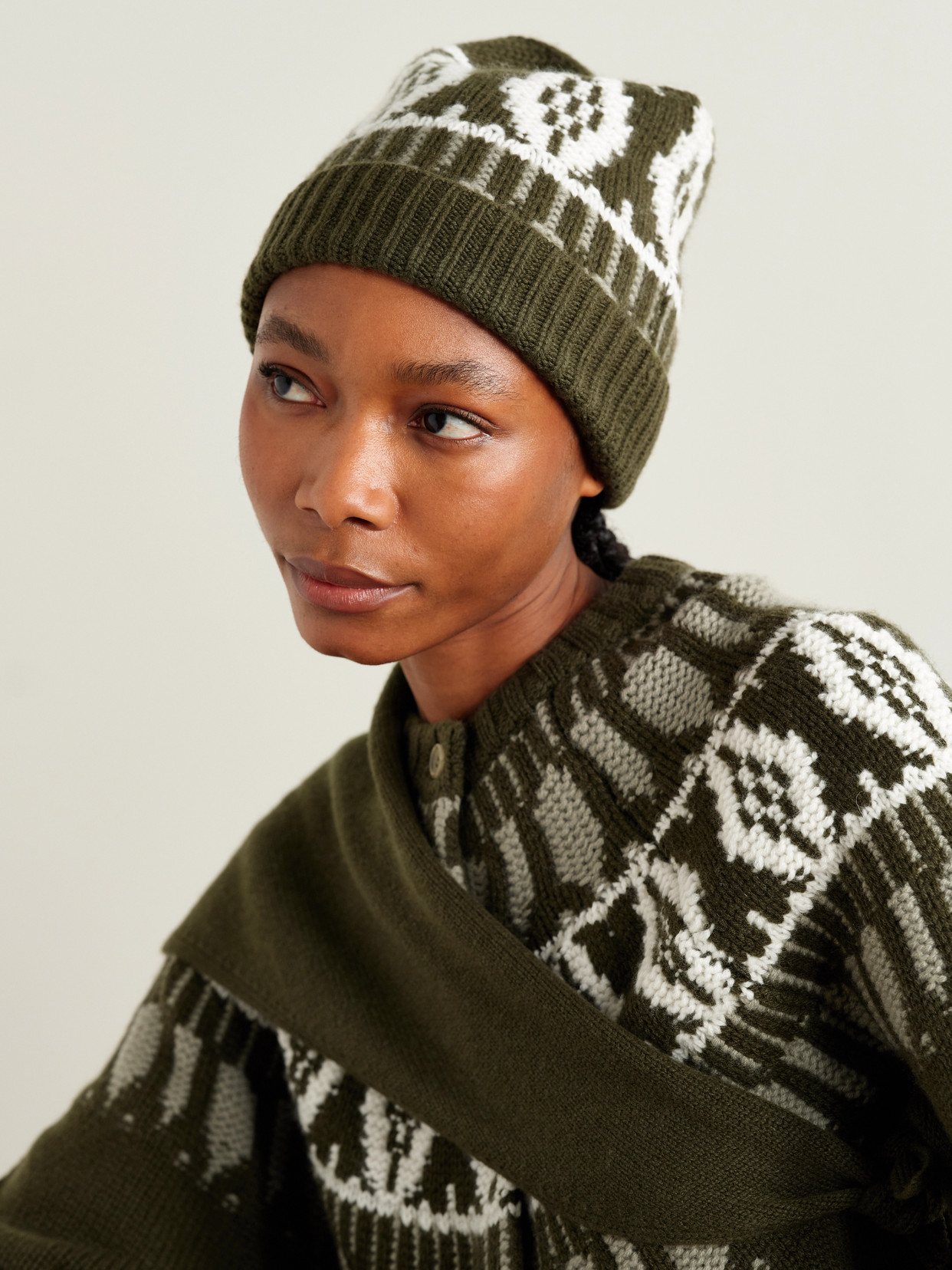 Arch4 Lorenz Fair Isle Cashmere Beanie In Green