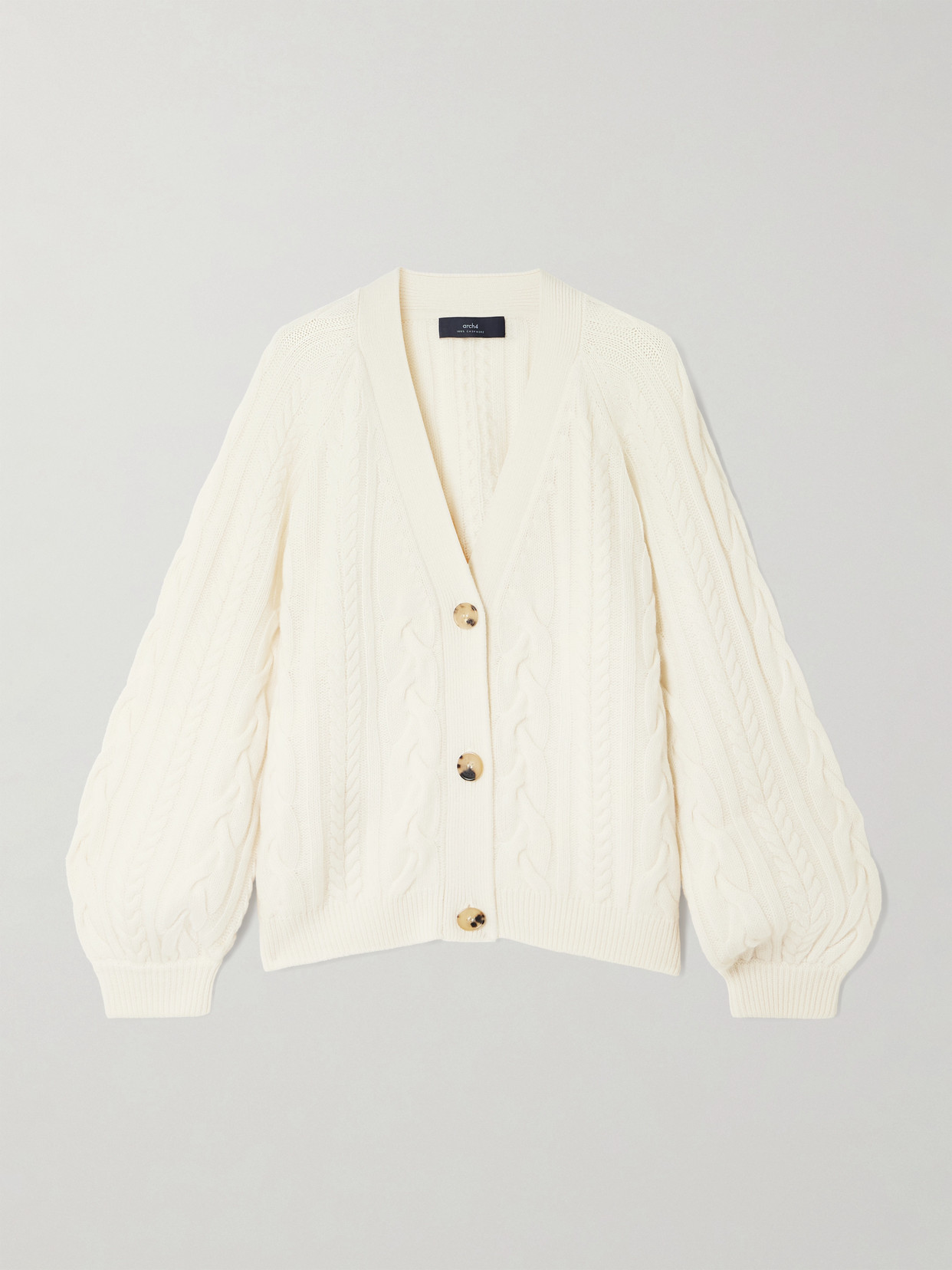 Arch4 Pimlico Cable-knit Cashmere Cardigan In White