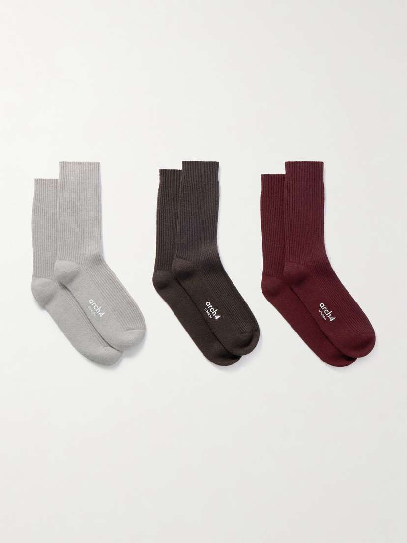 Arch4 Lucia Set Of Three Ribbed Cashmere Socks