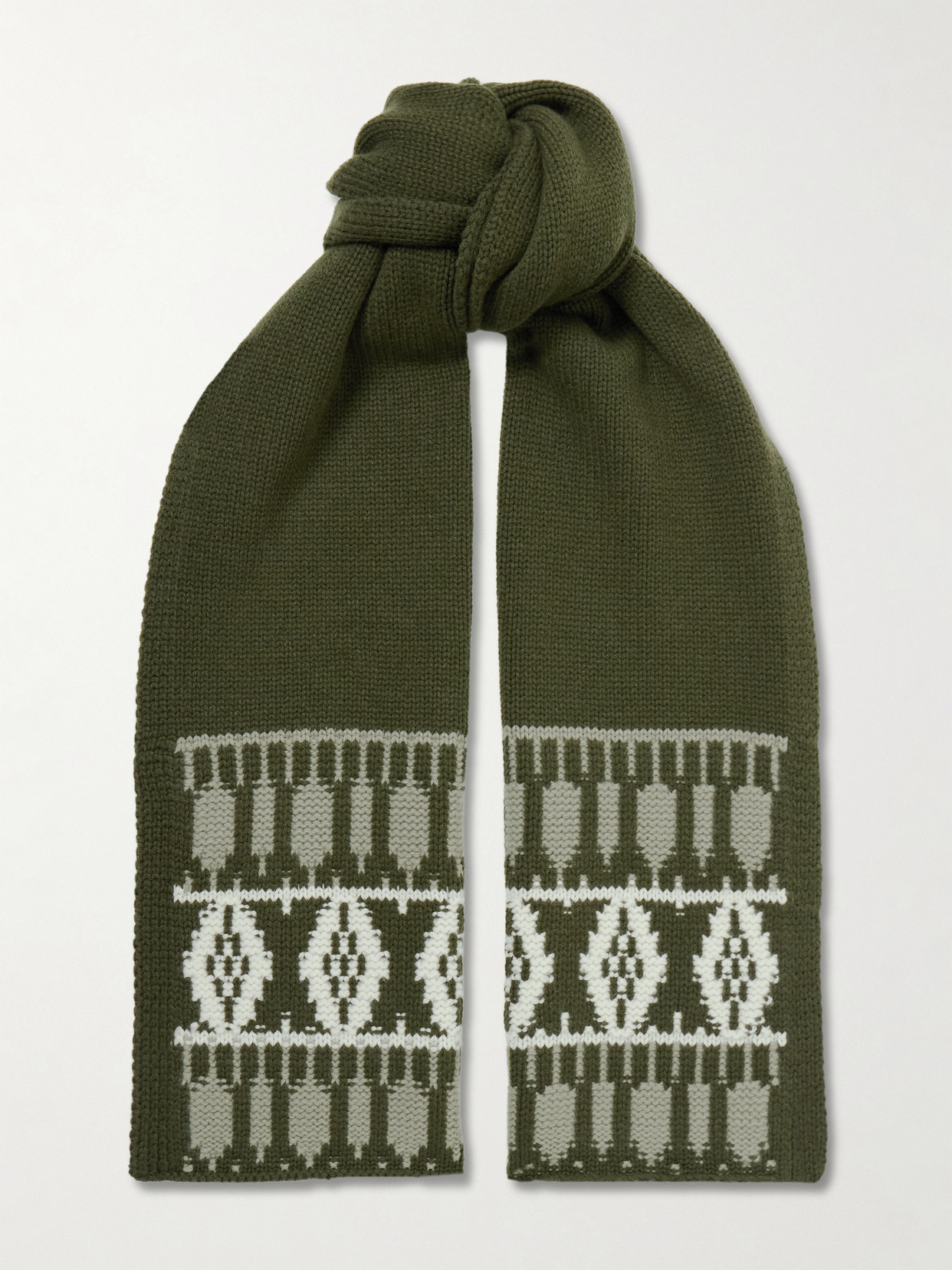 Arch4 Austria Fair Isle Cashmere Scarf In Green