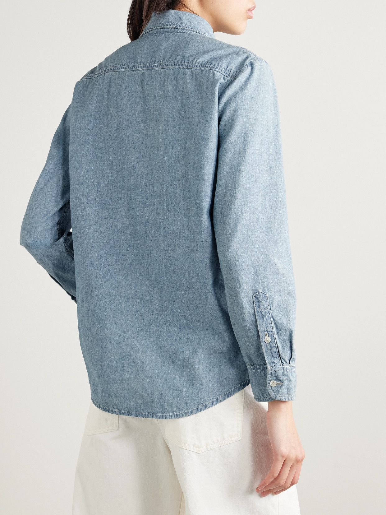 Nili Lotan Monti Cotton-chambray Shirt In Blue
