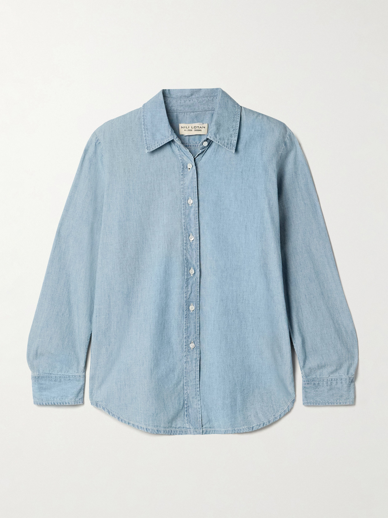 Nili Lotan Monti Cotton-chambray Shirt In Blue