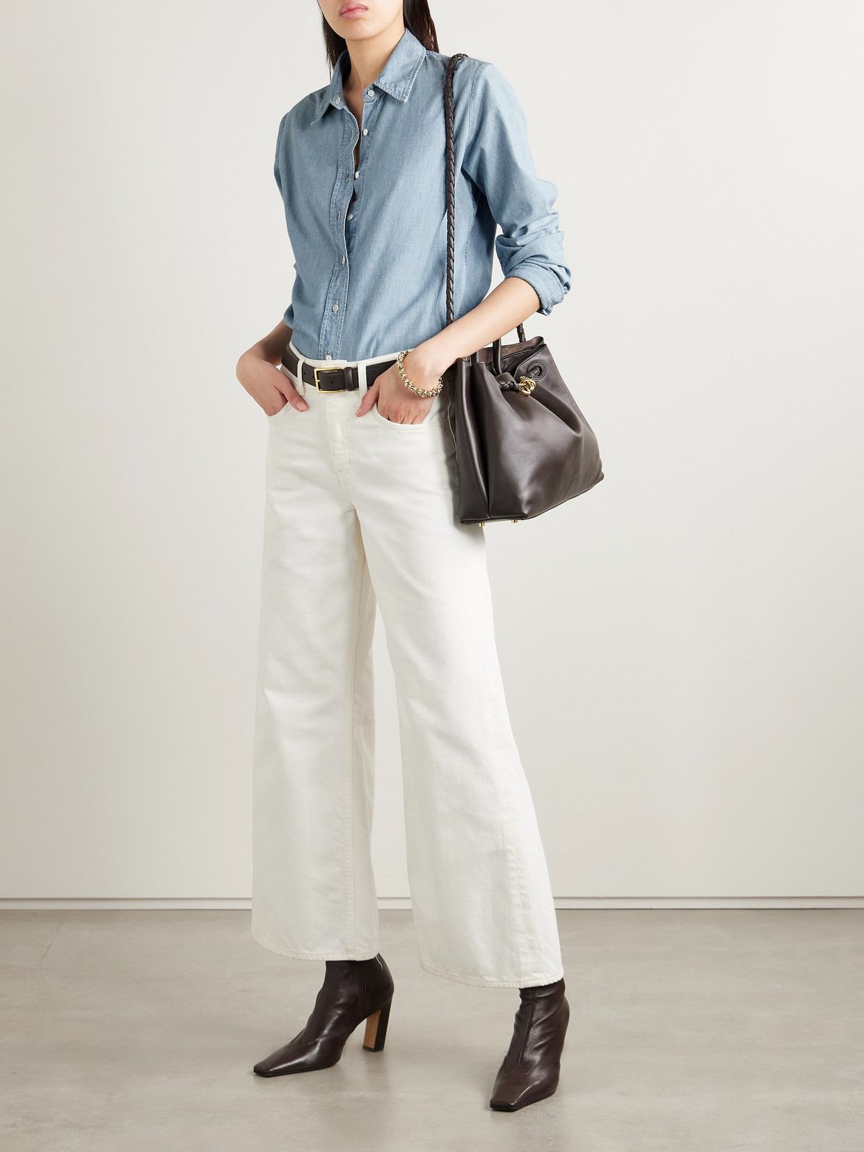Nili Lotan Monti Cotton-chambray Shirt In Blue
