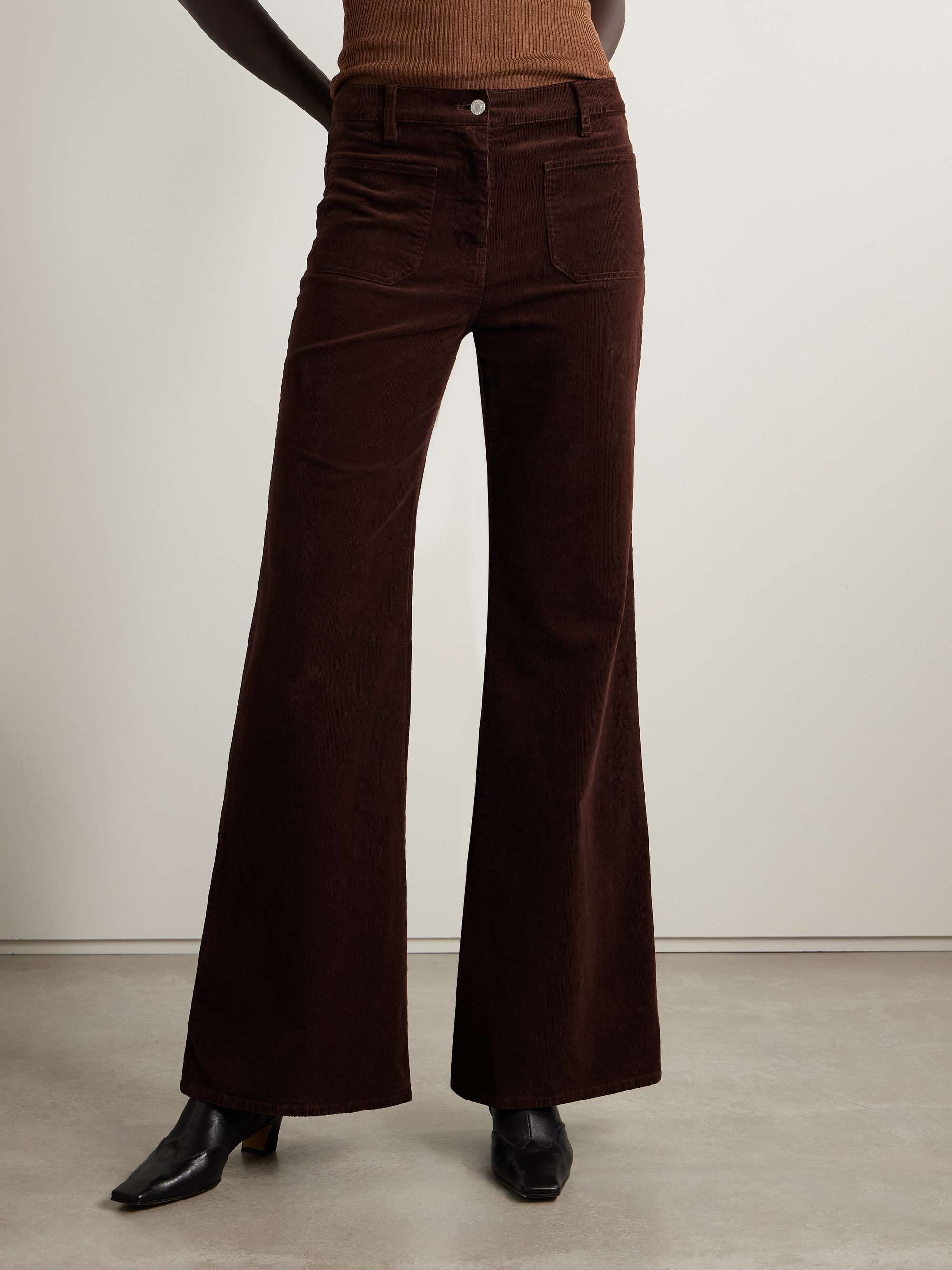 NILI LOTAN Florence cotton-blend corduroy flared pants