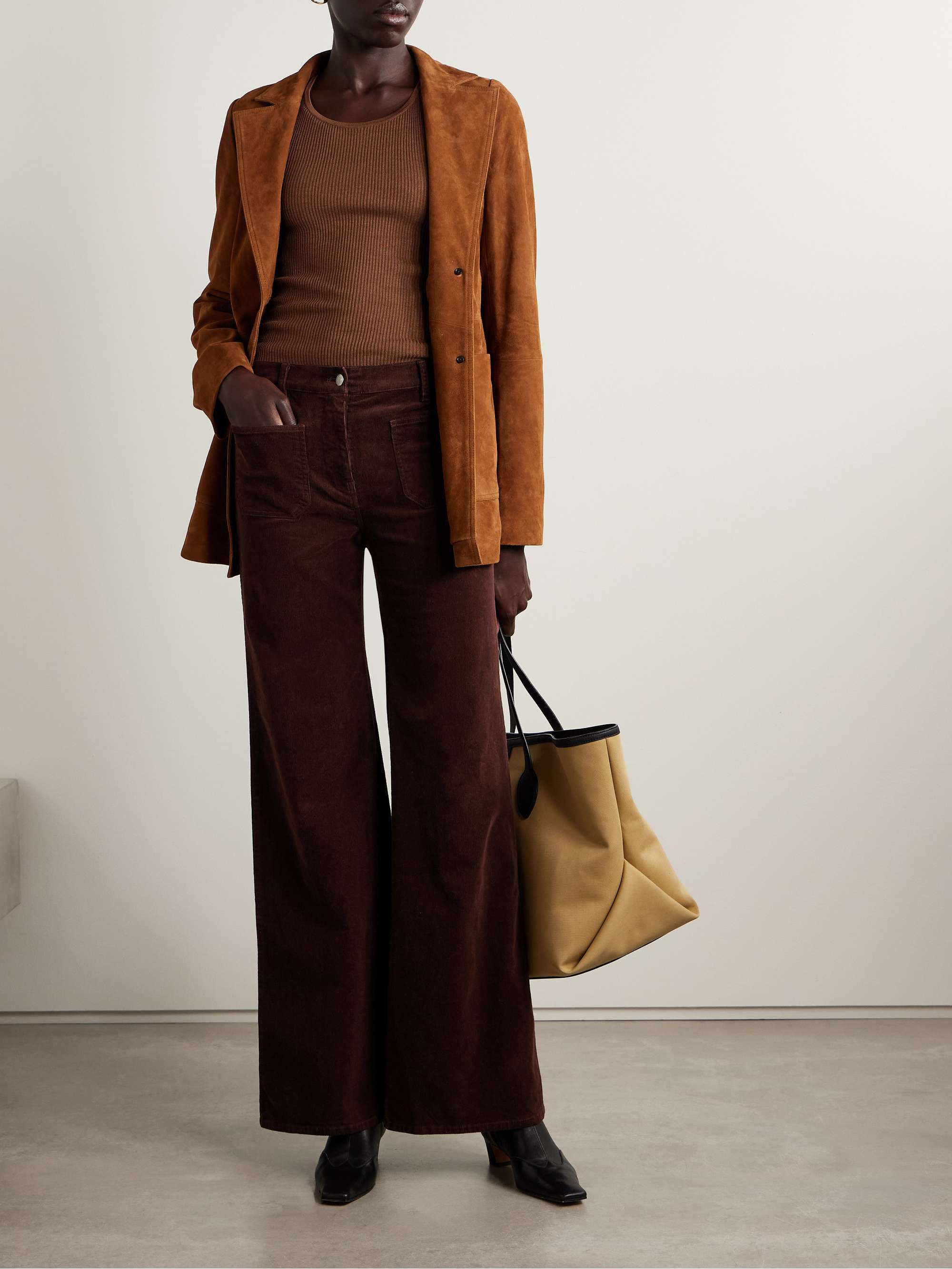 NILI LOTAN Florence cotton-blend corduroy flared pants