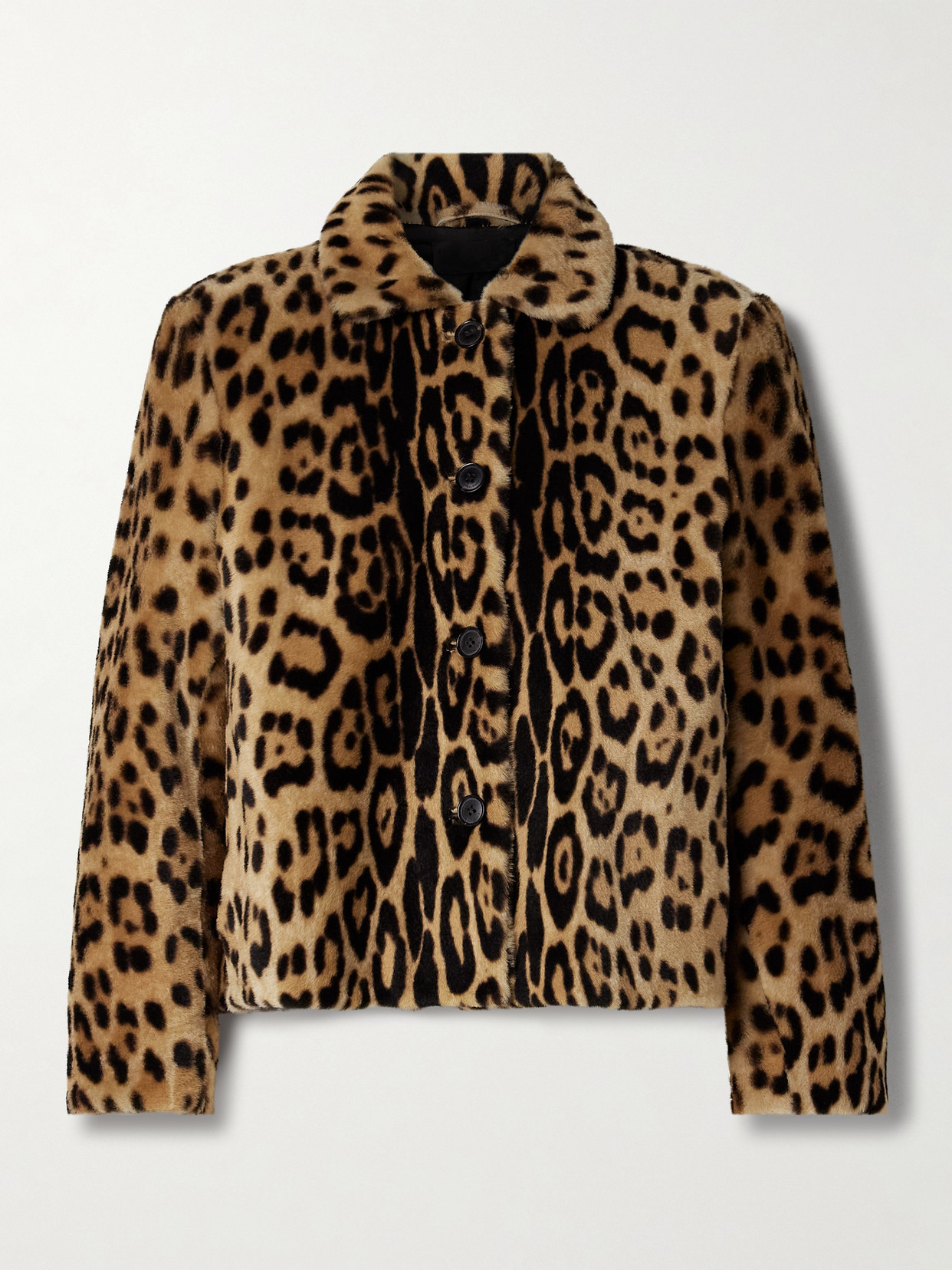 Nili Lotan Montmartre Cropped Leopard-print Shearling Jacket In Brown